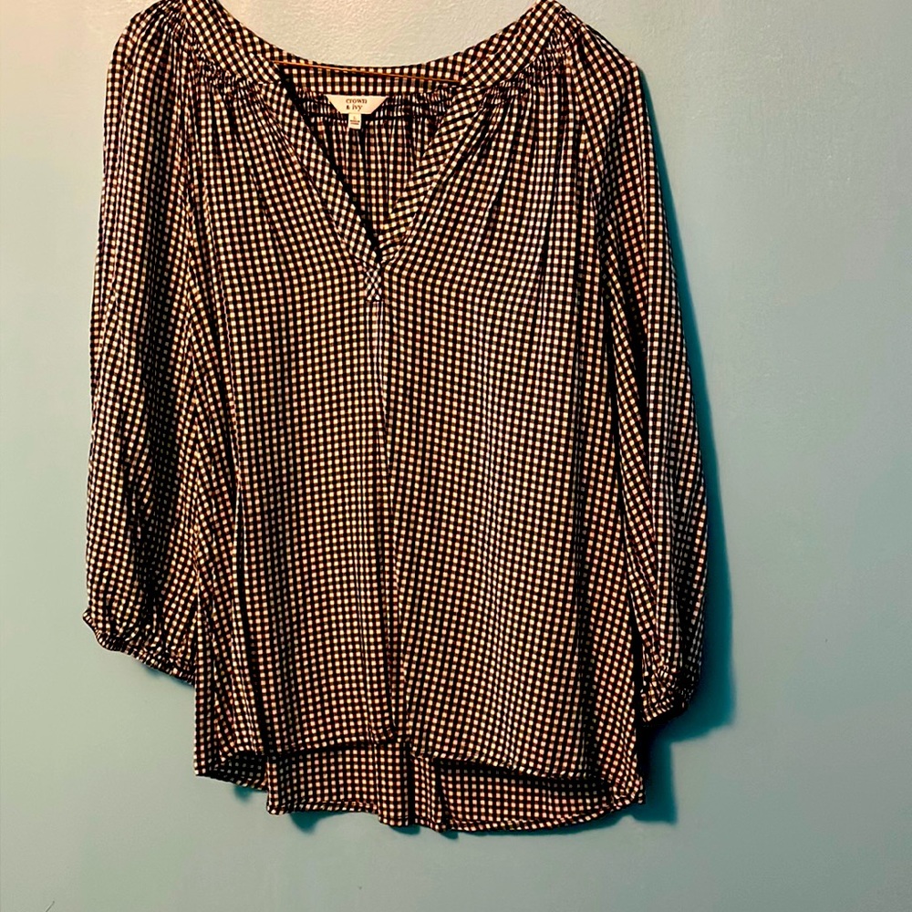 Crown & ivy Small Check Gingham Top